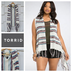 Torrid Striped Fringe Sweater Knit Vest 5